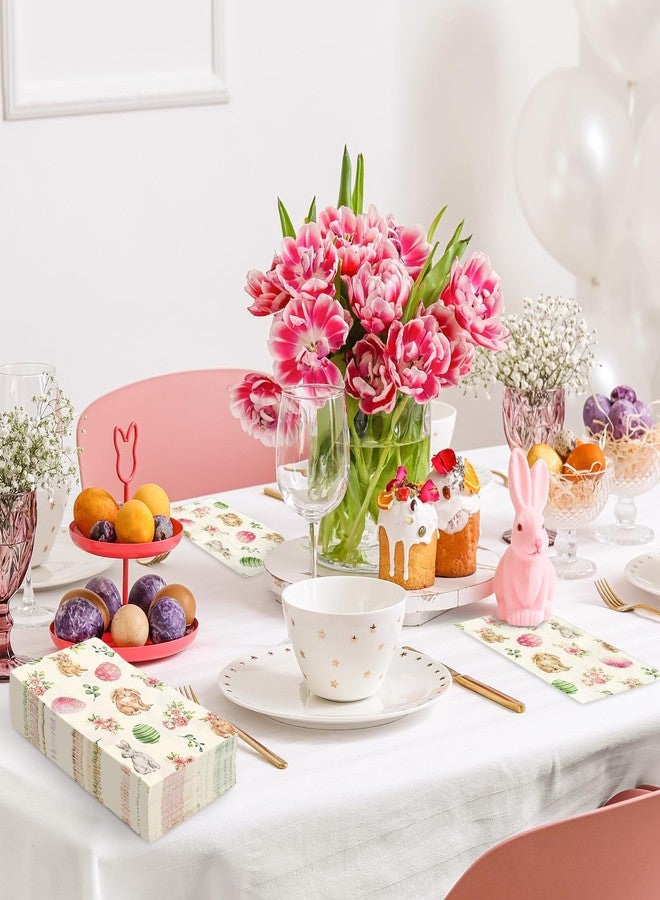 JarThenaAMCS مناديل ورقية للضيوف من JarThenaAMCS، 80 قطعة، مقاس 15.7 × 13 بوصة، بتصميمات ربيعية لأرانب وبيض وزهور، مناسبة للحمام، مناديل ملونة للاستخدام مرة واحدة، مثالية للمنزل وحفلات الأعياد. - Image 4